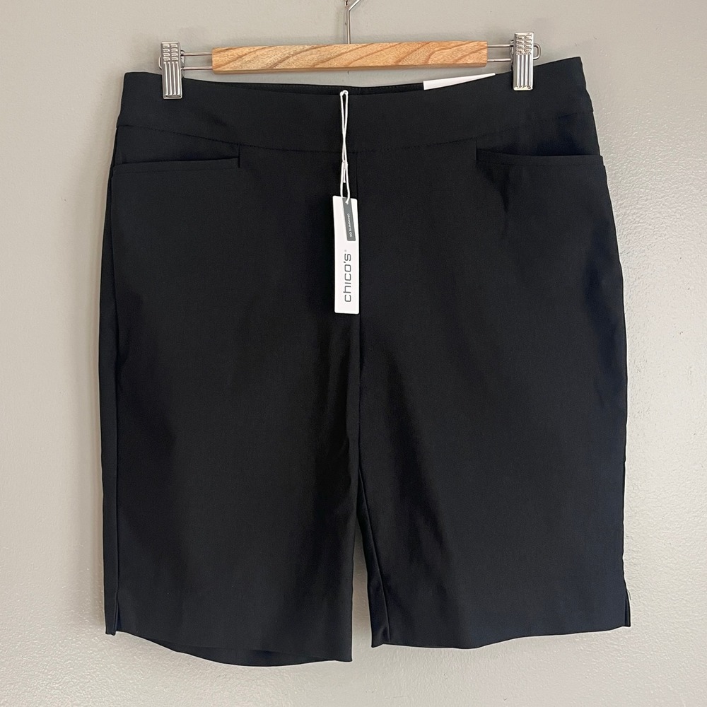 Chico's So Slimming Brigitte Slim Short Womens 0.5 US 6 Black Pull On NWT